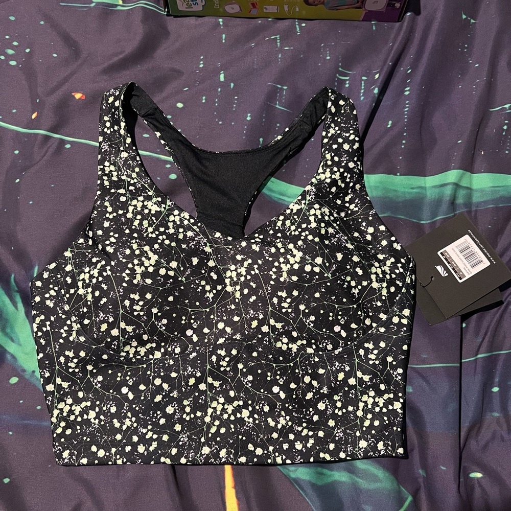 *NWT* Cyclehouse by Marika Size Medium Black Lime Green Longline Sports Bra